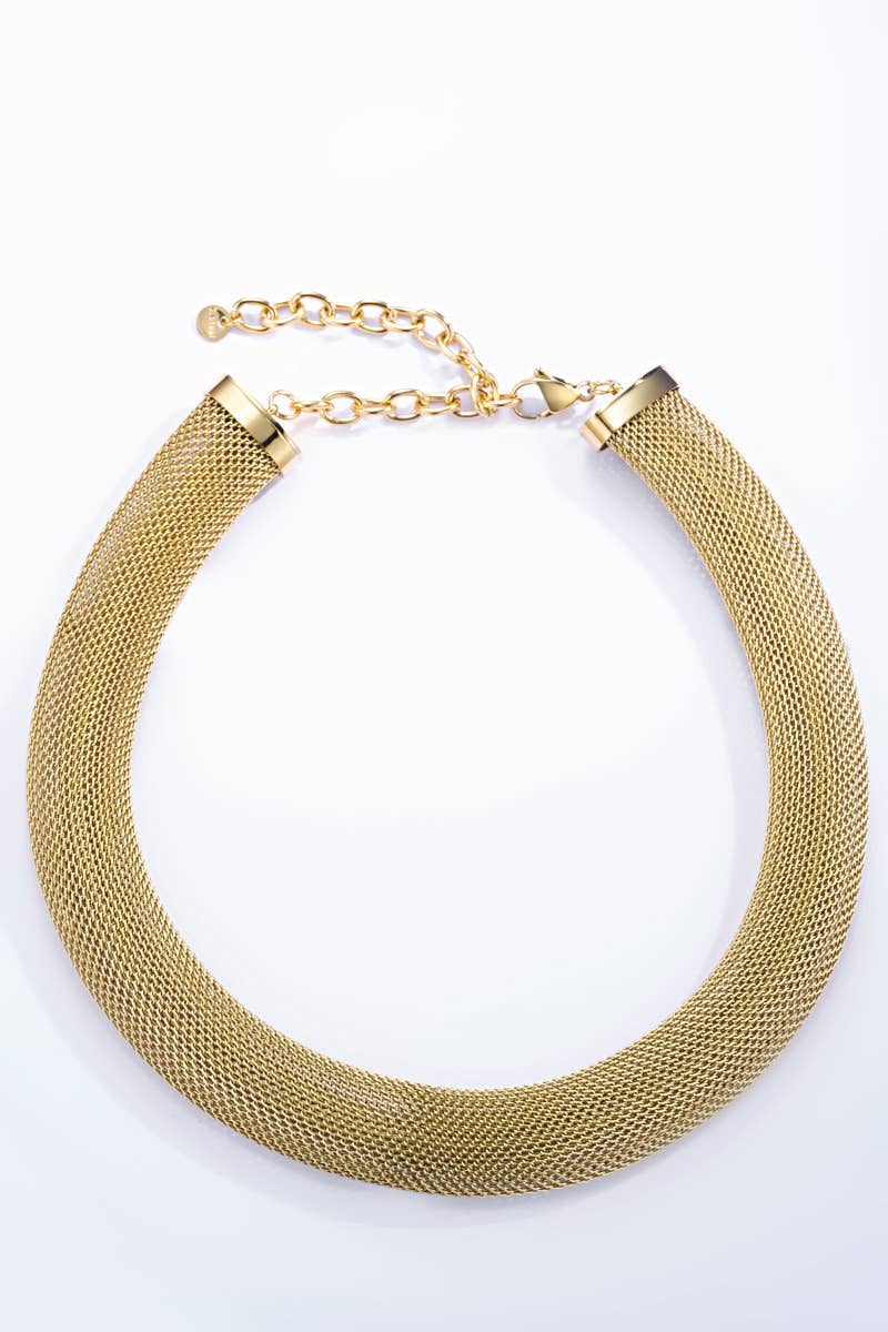 Bohomar Studio goldener Mesh Choker aus Edelstahl 18K vergoldet in modernem Design