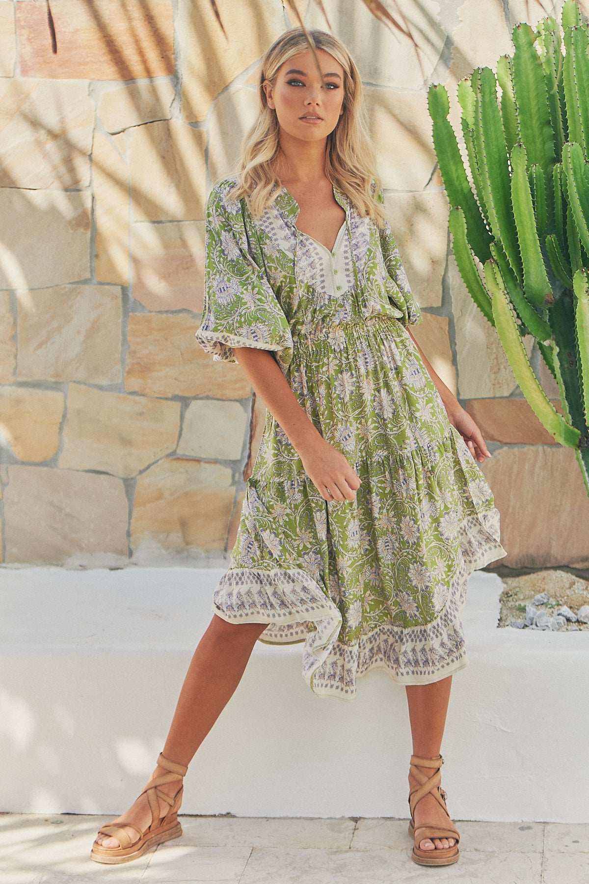 Jaase Mojito Print Jasmine Midi Kleid Jaase Australia