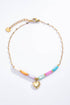 Bohomar Studio Fußkette mit bunten Perlen und goldenem Herz Anhänger im Boho Stil