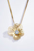 Goldene Statement Kette mit Blütenanhänger und Zirkonia elegant Bohomar Stil