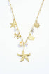 Bohomar Studio goldene Halskette mit Seestern Anhänger Sonne Blume Muscheln und Perlen aus Edelstahl 18K vergoldet