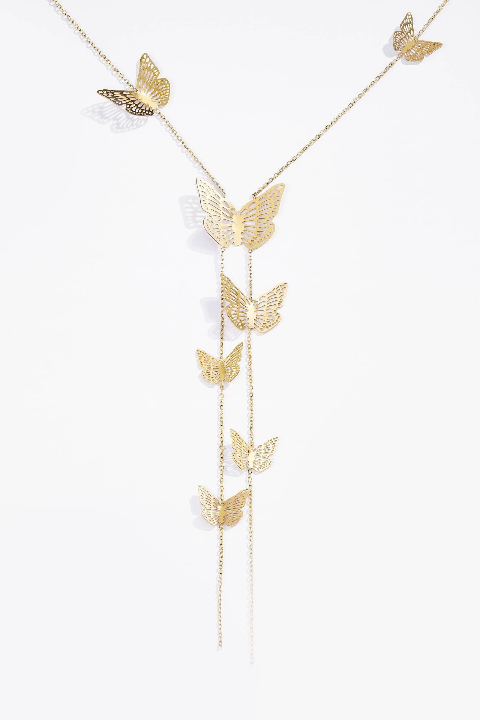 Bohomar Studio goldene Schmetterling Lariat Kette elegant