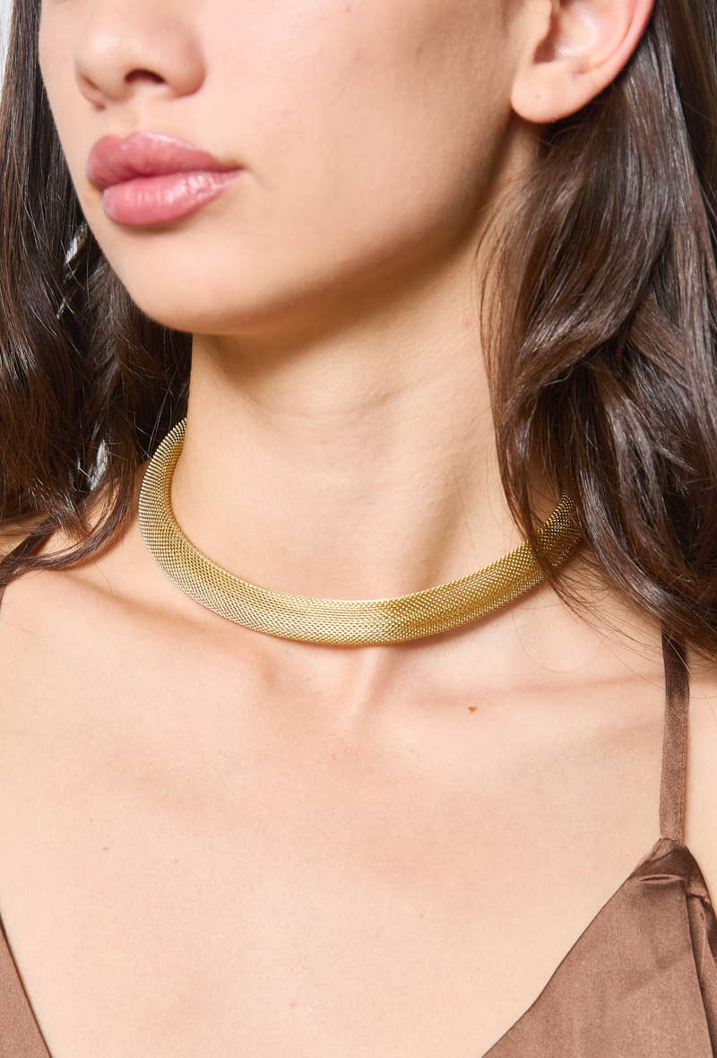 Bohomar Studio goldener Mesh Choker aus Edelstahl 18K vergoldet in modernem Design