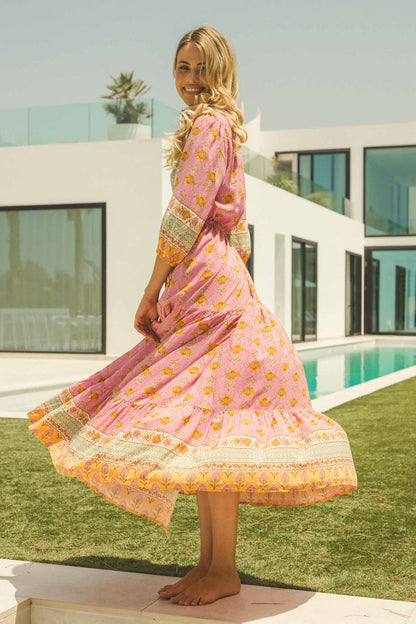 Jaase Pink Charm Print Tessa Maxikleid Jaase Australia