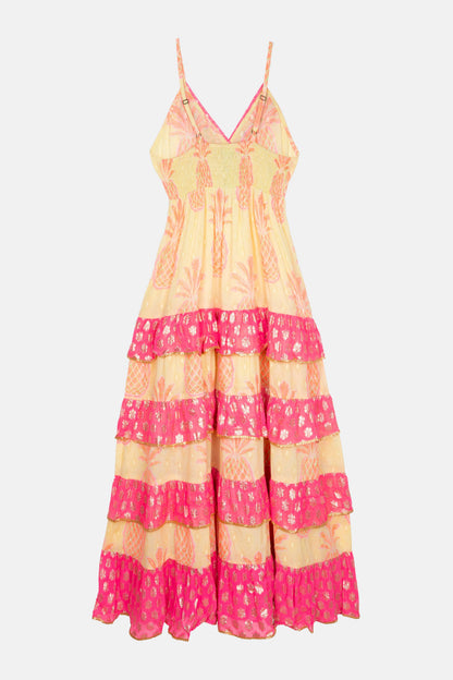 LANGES KLEID MIT ANANAS-LIMON-TRÄGERN Piti Cuiti