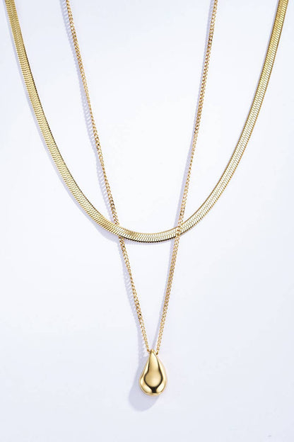 Bohomar Studio Layering Halskette mit Tropfen Anhänger gold Edelstahl 18K vergoldet minimalistisch