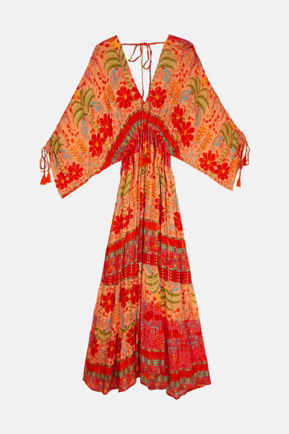 MAURICIO ORANGEFARBENES KLEID MIT ÄRMELN Piti Cuiti