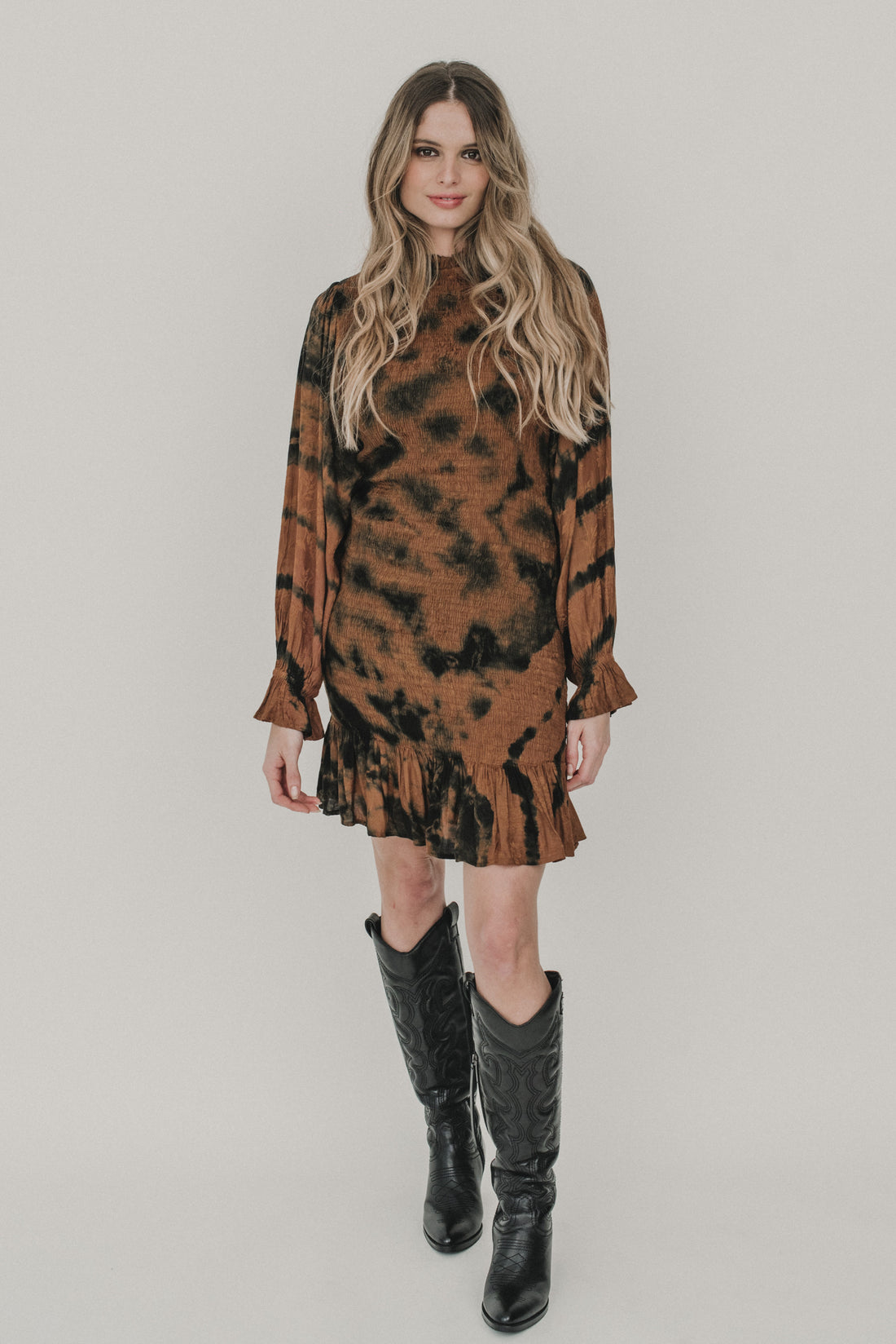 Boho Tie Dye ARYA Minikleid braun Piti Cuiti